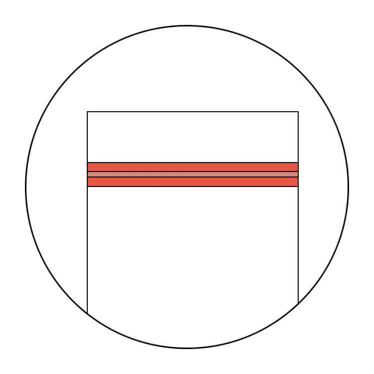 Un dibujo lineal simple de un mecanismo de cierre tipo zipper estándar.