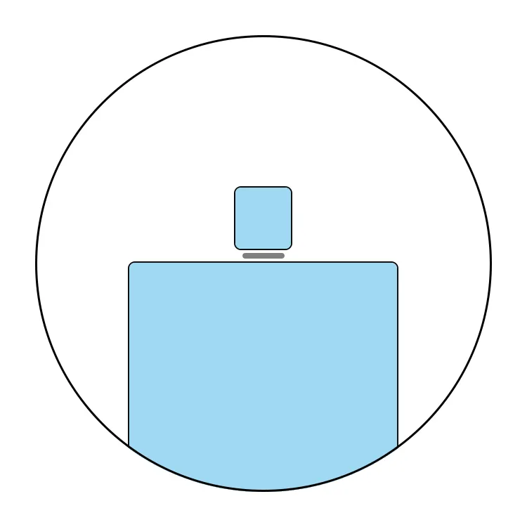 Een eenvoudig diagram dat een standaard schenktuitontwerp voor een stazak met schenktuit of container toont.