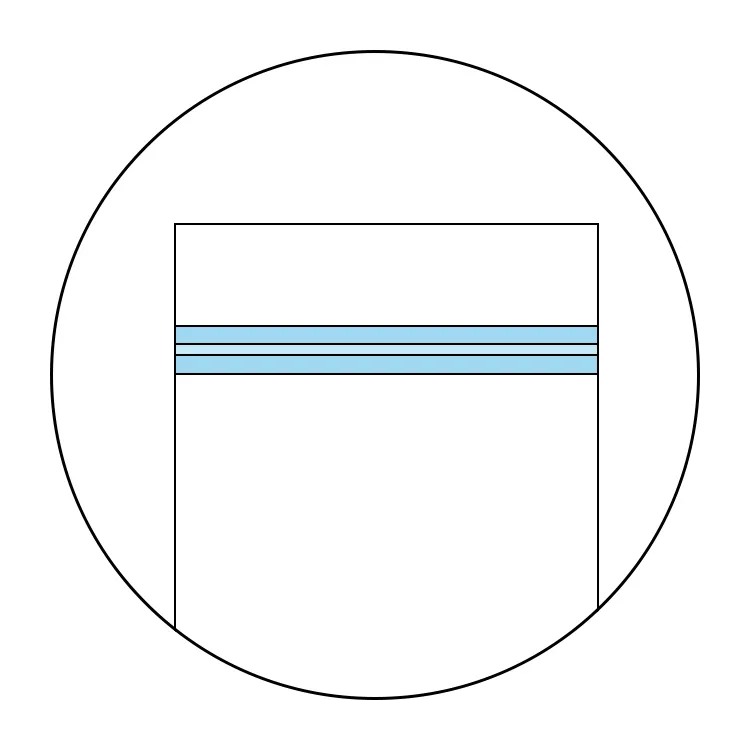 Een eenvoudige lijntekening van een hersluitbare ritssluiting voor verpakkingen.