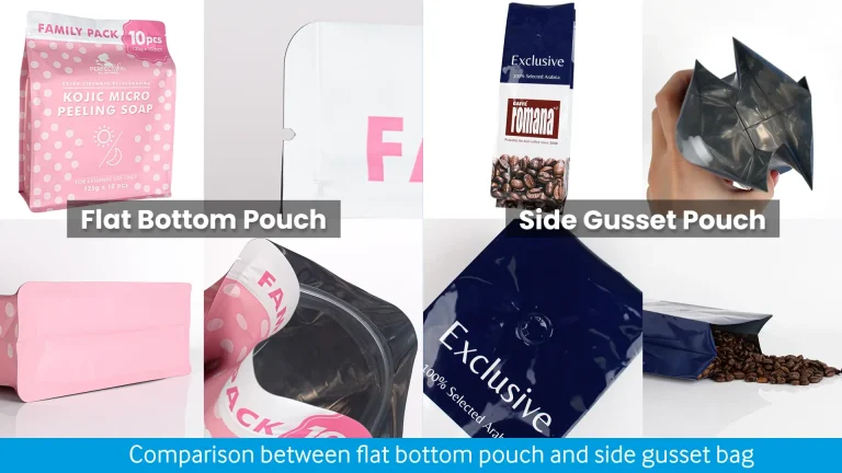 Comparison between flat bottom pouch and side gusset bag